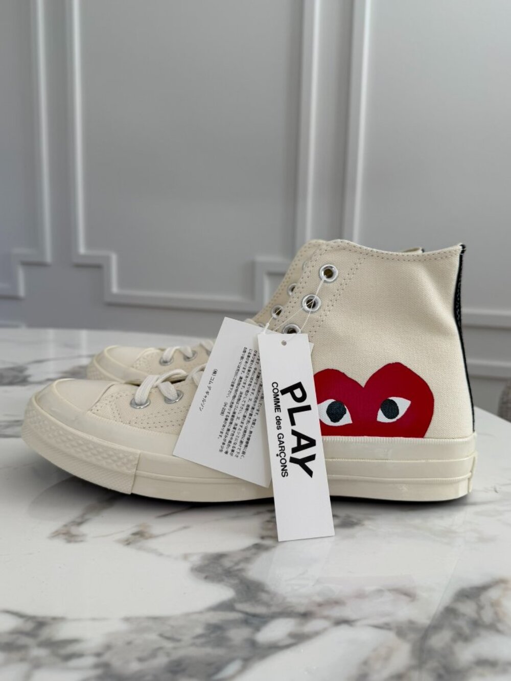 NWT - Comme des garcons PLAY x Converse All Star​ High - White